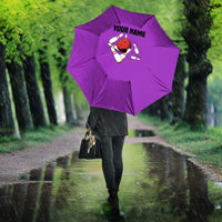 Personalized Purple Black Retro Bowling Umbrella with Cartoon Strike - Wonder Print Shop