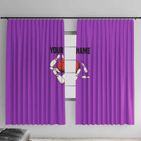 Personalized Purple Black Retro Bowling Window Curtain with Cartoon Strike - Wonder Print Shop