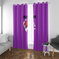 Personalized Purple Black Retro Bowling Window Curtain with Cartoon Strike - Wonder Print Shop