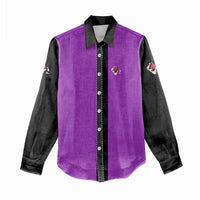 Personalized Purple Black Retro Bowling Women Casual Shirt with Cartoon Strike - Wonder Print Shop