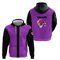 Personalized Purple Black Retro Bowling Zip Hoodie with Cartoon Strike - Wonder Print Shop