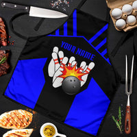 Custom Blue and Black Bowling Apron with Exploding Strike Design Pin Graphics - Wonder Print Shop