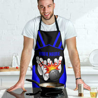 Custom Blue and Black Bowling Apron with Exploding Strike Design Pin Graphics - Wonder Print Shop