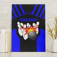 Custom Blue and Black Bowling Canvas Wall Art with Exploding Strike Design Pin Graphics - Wonder Print Shop