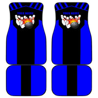 Custom Blue and Black Bowling Car Mats with Exploding Strike Design Pin Graphics - Wonder Print Shop
