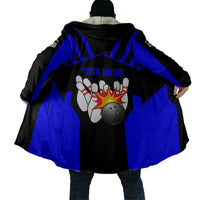 Custom Blue and Black Bowling Cloak with Exploding Strike Design Pin Graphics - Wonder Print Shop