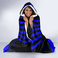 Custom Blue and Black Bowling Hooded Blanket with Exploding Strike Design Pin Graphics - Wonder Print Shop