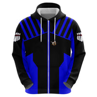 Custom Blue and Black Bowling Hoodie with Exploding Strike Design Pin Graphics - Wonder Print Shop