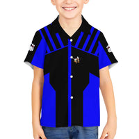 Custom Blue and Black Bowling Kid Hawaiian Shirt with Exploding Strike Design Pin Graphics - Wonder Print Shop