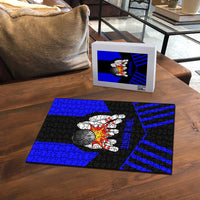 Custom Blue and Black Bowling Puzzle with Exploding Strike Design Pin Graphics - Wonder Print Shop