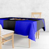 Custom Blue and Black Bowling Tablecloth with Exploding Strike Design Pin Graphics - Wonder Print Shop