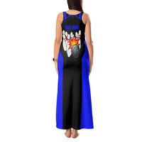 Custom Blue and Black Bowling Tank Maxi Dress with Exploding Strike Design Pin Graphics - Wonder Print Shop