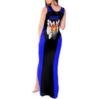 Custom Blue and Black Bowling Tank Maxi Dress with Exploding Strike Design Pin Graphics - Wonder Print Shop