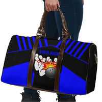 Custom Blue and Black Bowling Travel Bag with Exploding Strike Design Pin Graphics - Wonder Print Shop