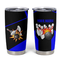 Custom Blue and Black Bowling Tumbler Cup with Exploding Strike Design Pin Graphics - Wonder Print Shop