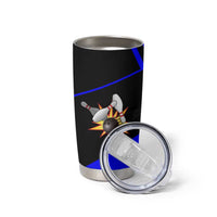 Custom Blue and Black Bowling Tumbler Cup with Exploding Strike Design Pin Graphics - Wonder Print Shop
