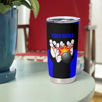 Custom Blue and Black Bowling Tumbler Cup with Exploding Strike Design Pin Graphics - Wonder Print Shop