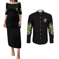 Karma Fairy Skull Couples Matching Puletasi Dress and Long Sleeve Button Shirt - Wonder Print Shop