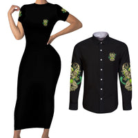 Karma Fairy Skull Couples Matching Short Sleeve Bodycon Dress and Long Sleeve Button Shirt - Wonder Print Shop