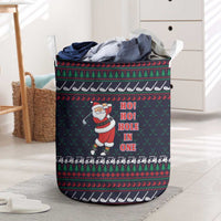 Santa Hole in One Christmas Laundry Basket with Golf Clubs and Festive Pattern - Wonder Print Shop