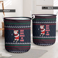 Santa Hole in One Christmas Laundry Basket with Golf Clubs and Festive Pattern - Wonder Print Shop