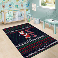 Santa Hole in One Christmas Area Rug with Golf Clubs and Festive Pattern - Wonder Print Shop