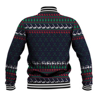 Santa Hole in One Christmas Baseball Jacket with Golf Clubs and Festive Pattern - Wonder Print Shop