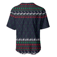 Santa Hole in One Christmas Baseball Jersey with Golf Clubs and Festive Pattern - Wonder Print Shop