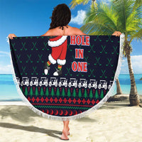 Santa Hole in One Christmas Beach Blanket with Golf Clubs and Festive Pattern - Wonder Print Shop