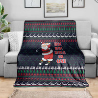 Santa Hole in One Christmas Blanket with Golf Clubs and Festive Pattern - Wonder Print Shop