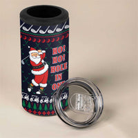 Santa Hole in One Christmas 4 in 1 Can Cooler Tumbler with Golf Clubs and Festive Pattern - Wonder Print Shop