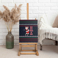 Santa Hole in One Christmas Canvas Wall Art with Golf Clubs and Festive Pattern - Wonder Print Shop