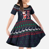 Santa Hole in One Christmas Family Matching Short Sleeve Bodycon Dress and Hawaiian Shirt with Golf Clubs and Festive Pattern - Wonder Print Shop