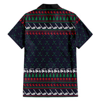 Santa Hole in One Christmas Family Matching Short Sleeve Bodycon Dress and Hawaiian Shirt with Golf Clubs and Festive Pattern - Wonder Print Shop