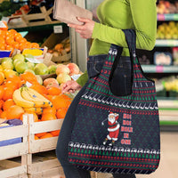Santa Hole in One Christmas Grocery Bag with Golf Clubs and Festive Pattern - Wonder Print Shop