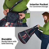 Santa Hole in One Christmas Grocery Bag with Golf Clubs and Festive Pattern - Wonder Print Shop