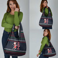 Santa Hole in One Christmas Grocery Bag with Golf Clubs and Festive Pattern - Wonder Print Shop