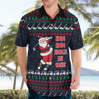 Santa Hole in One Christmas Hawaiian Shirt with Golf Clubs and Festive Pattern - Wonder Print Shop