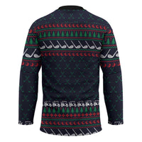 Santa Hole in One Christmas Hockey Jersey with Golf Clubs and Festive Pattern - Wonder Print Shop