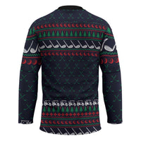 Santa Hole in One Christmas Hockey Jersey with Golf Clubs and Festive Pattern - Wonder Print Shop