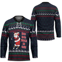 Santa Hole in One Christmas Hockey Jersey with Golf Clubs and Festive Pattern - Wonder Print Shop
