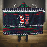 Santa Hole in One Christmas Hooded Blanket with Golf Clubs and Festive Pattern - Wonder Print Shop