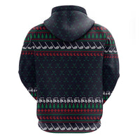 Santa Hole in One Christmas Hoodie with Golf Clubs and Festive Pattern - Wonder Print Shop