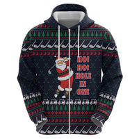 Santa Hole in One Christmas Hoodie with Golf Clubs and Festive Pattern - Wonder Print Shop