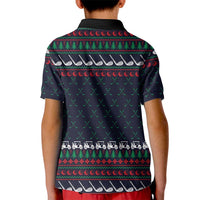 Santa Hole in One Christmas Kid Polo Shirt with Golf Clubs and Festive Pattern - Wonder Print Shop