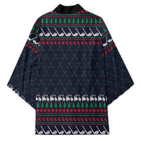 Santa Hole in One Christmas Kimono with Golf Clubs and Festive Pattern - Wonder Print Shop