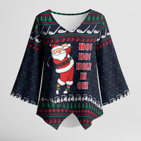 Santa Hole in One Christmas Kimono Sleeve Blouse with Golf Clubs and Festive Pattern - Wonder Print Shop