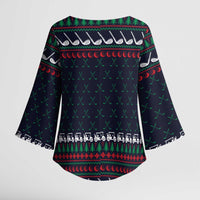 Santa Hole in One Christmas Kimono Sleeve Blouse with Golf Clubs and Festive Pattern - Wonder Print Shop