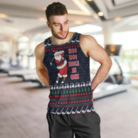 Santa Hole in One Christmas Men Tank Top with Golf Clubs and Festive Pattern - Wonder Print Shop