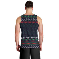 Santa Hole in One Christmas Men Tank Top with Golf Clubs and Festive Pattern - Wonder Print Shop